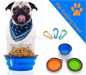 3PCS Pet Dog Cat Collapsible Feeding Bowl Travel Portable Silicone Water Dish - Picture 1 of 8