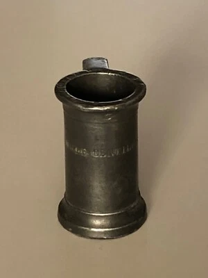 ANCIENNE MESURE EN ETAIN : DOUBLE CENTILITRE - NOMBREUX POINÇONS  - Photo 1/4