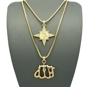 5 PERMITTIG 7 Sterne, Allah Anhänger 2 mm 24", 30" Box Kette 2 Halskette Set RC500 - Bild 1 von 10