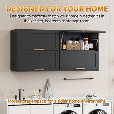 Medicine Cabinet with Door Storage Shelf Wall Mount Bathroom Cabinet Storage BK - Image 1 of 4