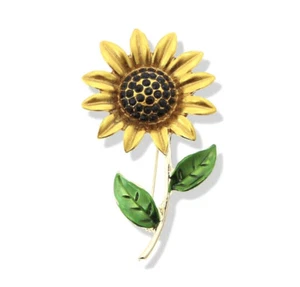 Sunflower Flower Crystal Rhinestone Brooch - Picture 1 of 1
