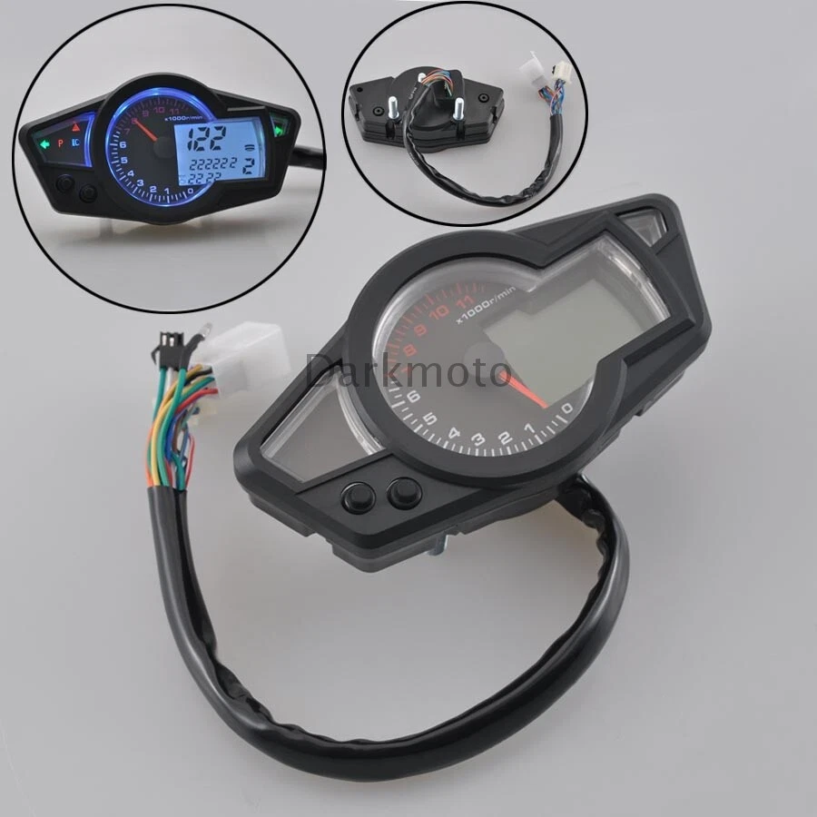11000 RPM Motorcycle Universal LCD Digital Odometer Speedometer Gauge Instrument - Imagem 1 de 4