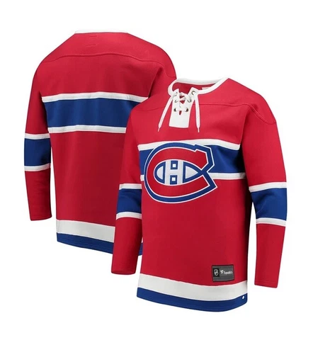 NHL Fanatics Men's Montreal Canadiens HABS Lace Up Crew Sweater NEW with Tags Cover