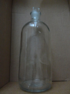 Large Vintage Chemistry Apothecary Glass Bottle with glass stopper