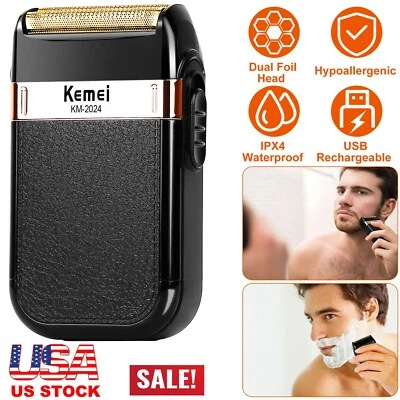 Kemei Hombres Afeitadora Eléctrica Recortadora Recargable Portátil Pelo Barba Afeitadora Maquinilla de Afeitar Foto 1 de 4