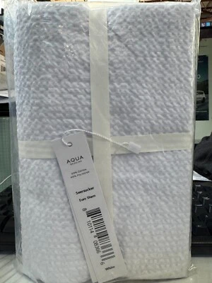 Aqua Seersucker Euro Sham Color Blanco Nuevo Foto 1 de 4