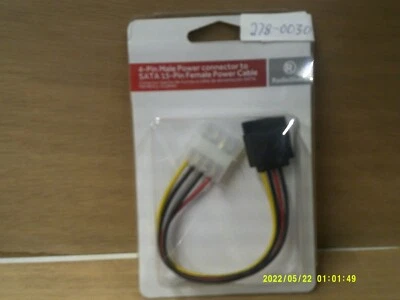 RadioShakes4-Pin Male Power Connector to SATA 15-Pin Female Power Cable - Image 1 of 2