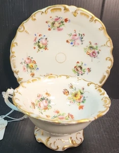 Antique Old Paris Hard Paste Porcelain Teacup Saucer Perfect 1840s - Picture 1 of 7