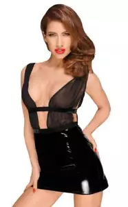 Noir Handmade - Revealing Chiffon Mini Dress with Lacquer Skirt Black - S-3XL - Picture 1 of 2