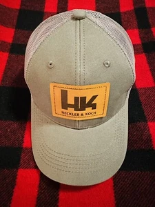 HK Cap Hat Leather Patch GREY H&K Heckler Koch USP HK45 P7 VP9 P30 416 SP5 VP40 - Picture 1 of 5