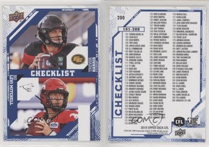 2019 Upper Deck CFL Checklist Blue Bo Levi Mitchell Trevor Harris #200