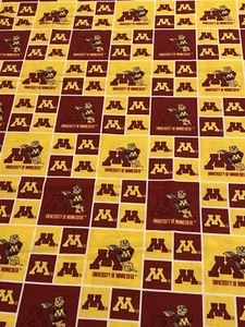 Minnesota Golden Gophers Maroon and Gold Fabric 5/8 YARD - Picture 1 of 4