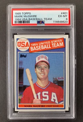 1985 TOPPS #401 MARK MCGWIRE 1984 USA BASEBALL TEAM PSA 6 EX-MT Foto 1 de 2