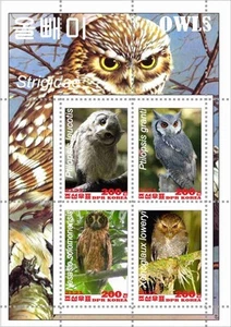 Bloque de sellos búhos Corea 2021 Strigidae Birds - Imagen 1 de 1