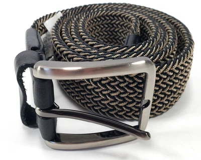 Cinto masculino Tommy Bahama tamanho grande/XLgrande trançado elástico e fivela de couro prata - Imagem 1 de 4