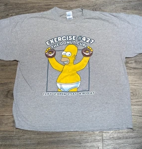 Vintage 2002 Simpsons Homer Donut Curl T-Shirt XL Delta Pro Weight grau Tee - Bild 1 von 9