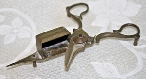 Antique BRASS Candle Wick TRIMMER Snuffer SCISSORS – Cutter ~6.5" LONG 3 Ball Ft - Picture 1 of 9