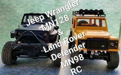 Jeep Wrangler MN128 & Land Rover Defender MN98 RC Car Crawler 1:12 2.4G RTR Wpl - Image 1 of 4