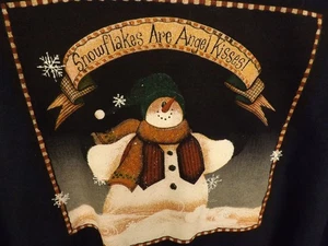 Vintage Jerzees Snowman Sweatshirt Womens XL Navy Blue Crew Holiday Winter Cozy - Picture 1 of 7