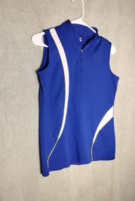 EP Pro Tour Tech Golf Tank Top Womens Size S Blue White Stripe Sleeveless zip - Image 1 of 4
