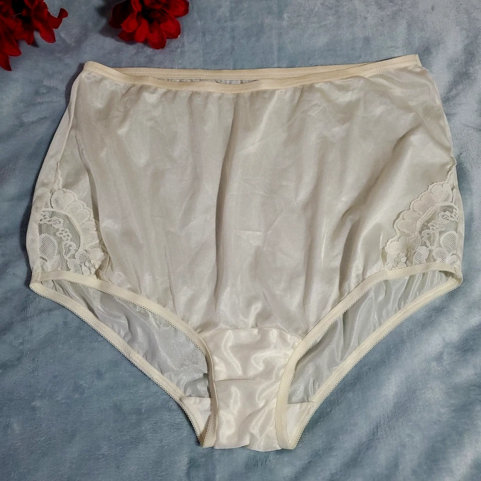 VANITY FAIR Granny Panty Briefs SHINY CREAM SATIN Sissy Lace DE COLECCIÓN 13001 XL Foto 1 de 4