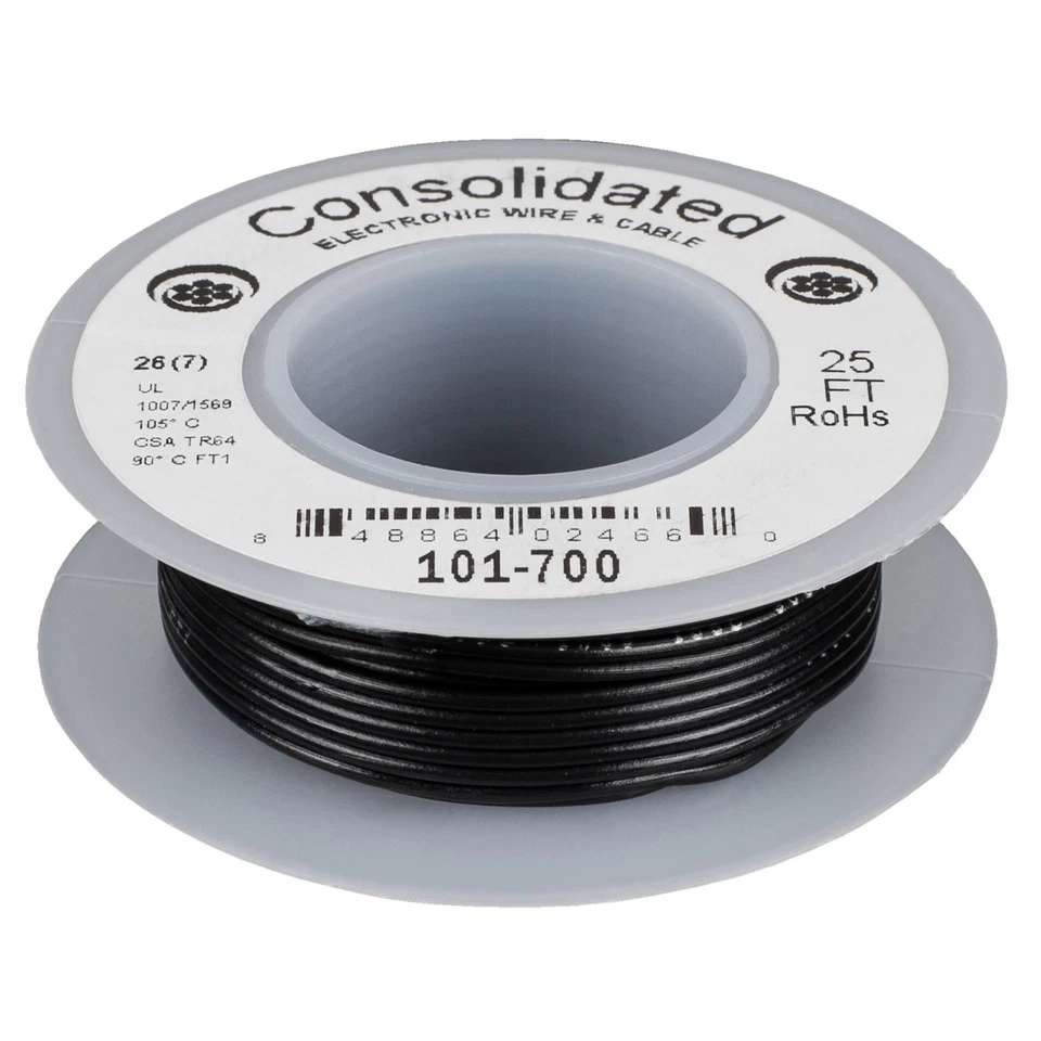 Consolidated Stranded 26 AWG Hook-Up Wire 25 ft. Black UL Ra - Image 1 of 1