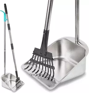 Dog Pooper Scooper For Large Dogs With 36" Long Handle Metal Poop 304 Steel New - Picture 1 of 11