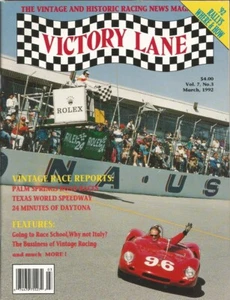 VICTORY LANE 1992 MAR - THE VINTAGE & HISTORIC RACING NEWS MAGAZINE - Imagen 1 de 1