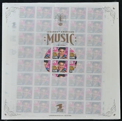 Legend of American Music: Elvis Presley Sheet of 40 Commemorative Stamps SEALED - Image 1 of 2