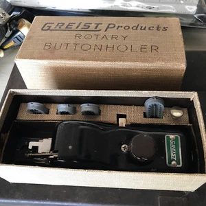 GREIST Vtg 1956 Rotary Buttonholer Sewing Machine Attachment Original Box Manual - Picture 1 of 8