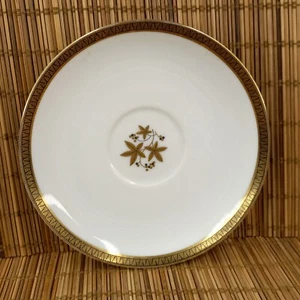 Platillo Noritake Goldston 6 7/8" dorado negro hojas y adornos vintage Japón - Imagen 1 de 7