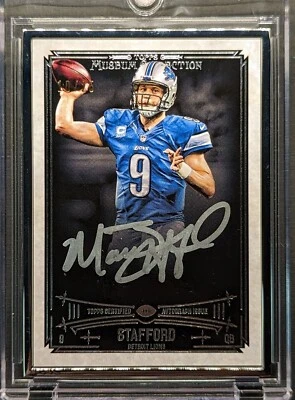 MATTHEW STAFFORD Auto 2014 Topps Museum Collection Silver Metal Frame SP /25  - Image 1 of 4