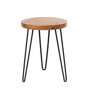 GREENAGE Rustic Old Elm Wood Round End Table Nightstand Sofa Side Table 20.5" H - Picture 1 of 19