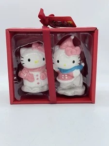Hello Kitty Salt & Pepper Shakers Winter Ice Skating Blue Sky Clayworks New - Picture 1 of 11