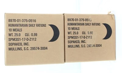MRE - Sopakco 1 Case - HUMANITARIAN DAILY RATION - RANDOM MENU - Date 10/2022