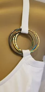White Swimsuit size18 - Burnished Multi Ring Decoration GOTTEX Stunning - NWT - Picture 1 of 6
