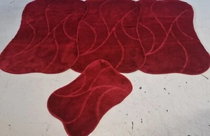 ROMANY WASHABLES GYPSY MATS 4PC SET 80X120CM GERMAN DESIGN CHRISTMAS RED LARGE X - Picture 1 of 5