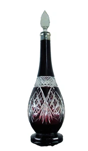 ART DECO CARAFE EN CRISTAL DOUBLE COULEUR RUBIS ET ARGENT MASIF BACCARAT - Imagen 1 de 24