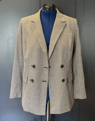 Trouve 女式多色千鸟格长袖双排扣西装外套 M — 第 1/4 张图片