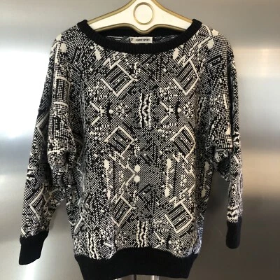 Mezcla Acrílico/Lana Deportiva Esprit Años 80 De Colección SIN ETIQUETA DE TALLA S a M Geométrica de Gran Tamaño Foto 1 de 4