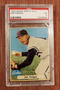 1955 A's Rodeo Meats #14 Jim Finigan Kansas City Athletics Baseball Card PSA 5