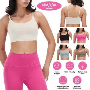 Women Yoga Sports Bra Padded Fitness Gym Workout Strappy Crop Top Vest Running - Picture 1 of 79