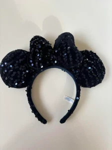 Tokyo Disney Resort Headband Ears Minnie Mouse Black Sequin #2771 - Picture 1 of 1