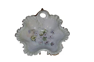 VINTAGE PORZELLAN HANDBEMALTE MUSCHEL TRINKET SÜSSIGKEITEN SCHÜSSEL GOLDVERKLEIDUNG - Bild 1 von 4