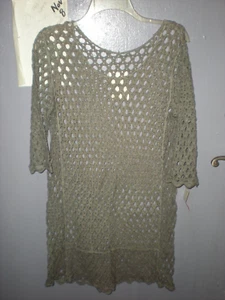 LONG Sleeve mesh dress women's casual top SZ XL GRAY - Picture 1 of 4