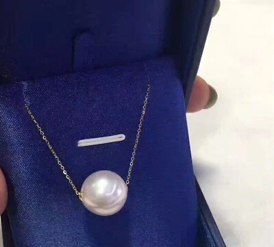 Collar colgante flotante de perlas reales blancas naturales de 9,5-10 mm Foto 1 de 4