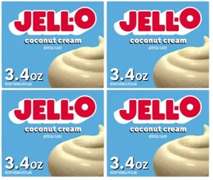 JELL-O Coconut Cream Instant Pudding Pie Filling Dessert Mix 3.4 oz (4 Boxes) - Picture 1 of 2