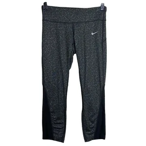 Nike Laufleggings Damen XS Dri Fit Meteor Capri Schwarz Grau Geometrisch Gym - Bild 1 von 9