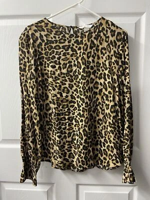 H&M Top Mujer XL Estampado Animal Manga Larga Mob Esposa Campana Mangas Carrera Oficina Foto 1 de 4