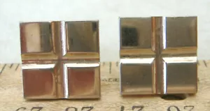 VINTAGE SQUARE BLOCK GOLDTONE CUFF LINKS - Bild 1 von 6